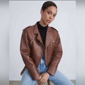 Lafayette 148 New York LAMBSKIN LEATHER MOTO‎ JACKET